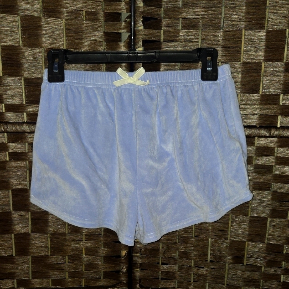 Light Blue Velour Shorts with Bow